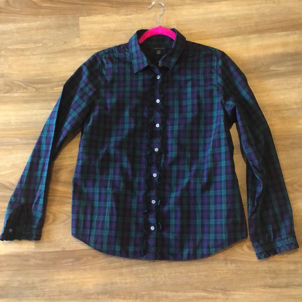 Tommy Hilfiger Plaid Button Down w/Ruffle